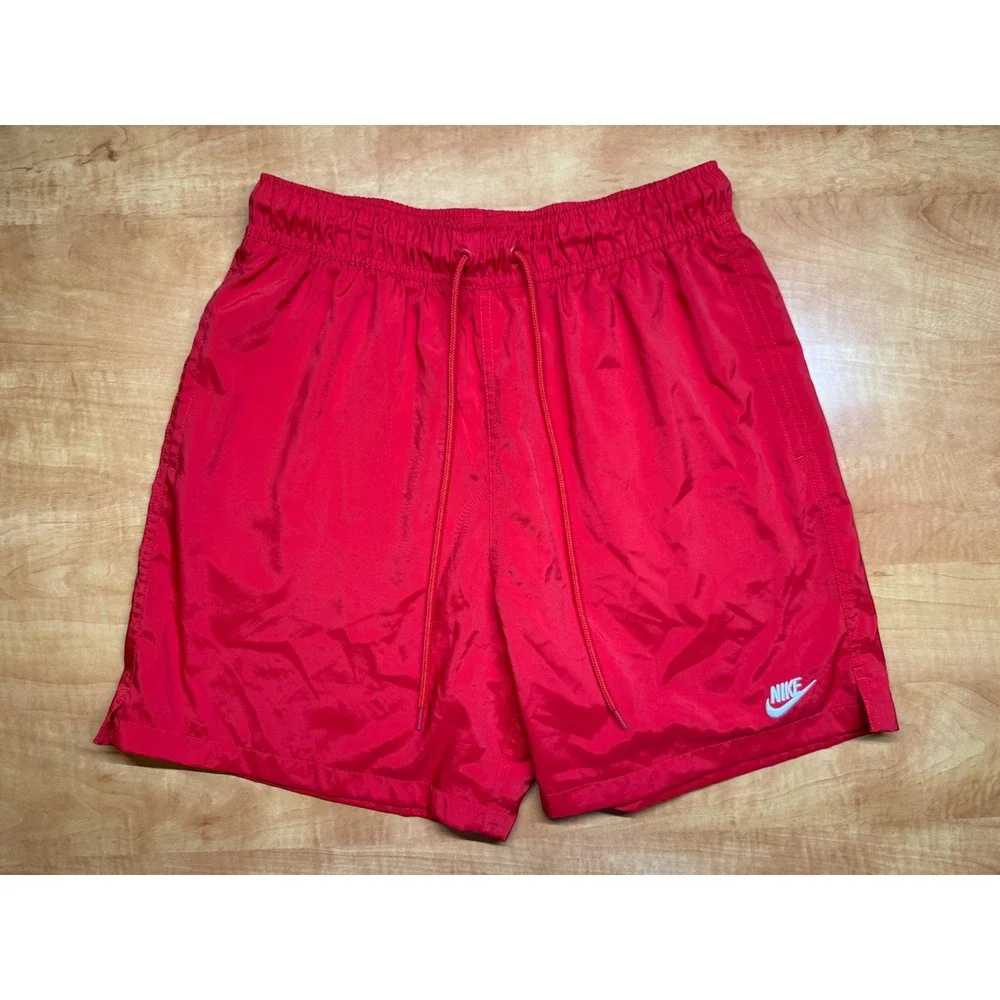 Nike Mens Sportswear Woven Shorts Red Mesh Lined 5 Inch Inseam Small